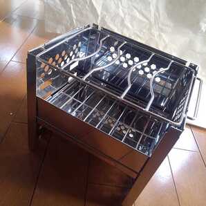 ☆新品☆ 折りたたみコンロ ポータブル コンパクト バーベキュー アウトドア 炭火 収納袋付 キャンプ 火力2段階調整可能 BBQ