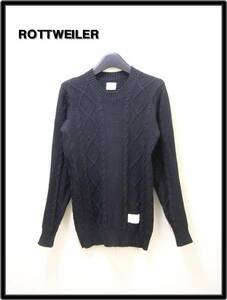 M【ROTTWEILER CABLE KNIT NO．RW122-028 BLACK ロットワイラー ケーブルニット セーター ブラック】