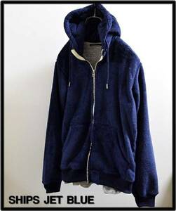 M Navy【SHIPS JET BLUE シップス ジェット ブルー ボアフリースZip Upパーカー】