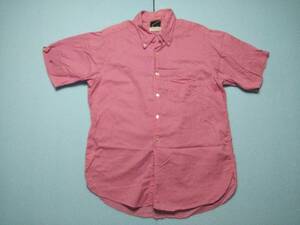 アメリカ古着50-60年代ビンテージDOMINOマチ付きコットン半袖ピンクシャツ