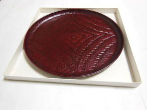  unused goods tradition handicraft * folkcraft goods * bamboo made .. lacquer ware circle tray diameter :27cm box * instructions attaching free shipping 