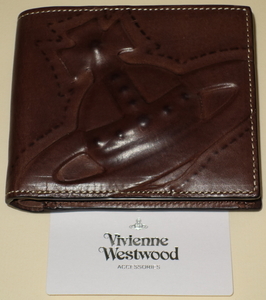 Vivienne Westwood/ヴィヴィアンウエストウッド★2つ折り財布★3Dオーブ★チョコ・濃茶★牛革/イタリアンレザー