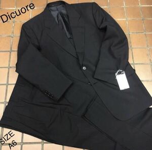 ★新品【コスパ最適】Dicuore ソフトビジネス2Bスーツセットアップ/サイズA6/ピンストライプ柄/センターベンツ2タック濃紺ゆったりデザイン