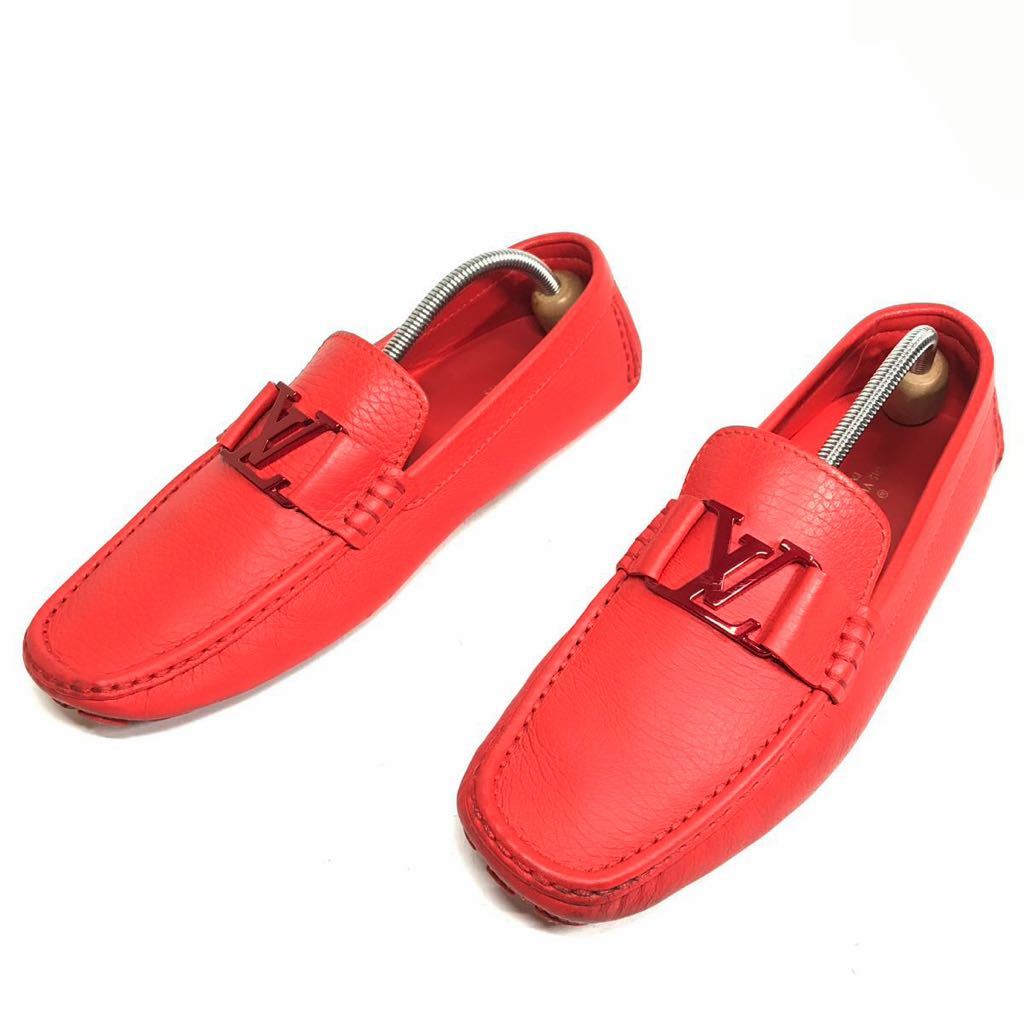 ルイヴィトン】本物 LOUIS VUITTON 靴 27cm 赤 モンテカルロ LV金具