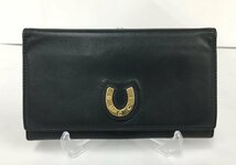 グッチ GUCCI 長財布 035-2149-1720 ブラック レディース ホースシュー レザー がま口 → 2302LA006_画像1