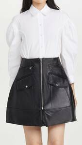 **SIMONE ROCHAsimo- Nero car A- line leather miniskirt 8** tag equipped 