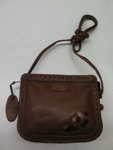  beautiful goods IBIZAibi The leather shoulder bag pochette patchwork tea Brown 