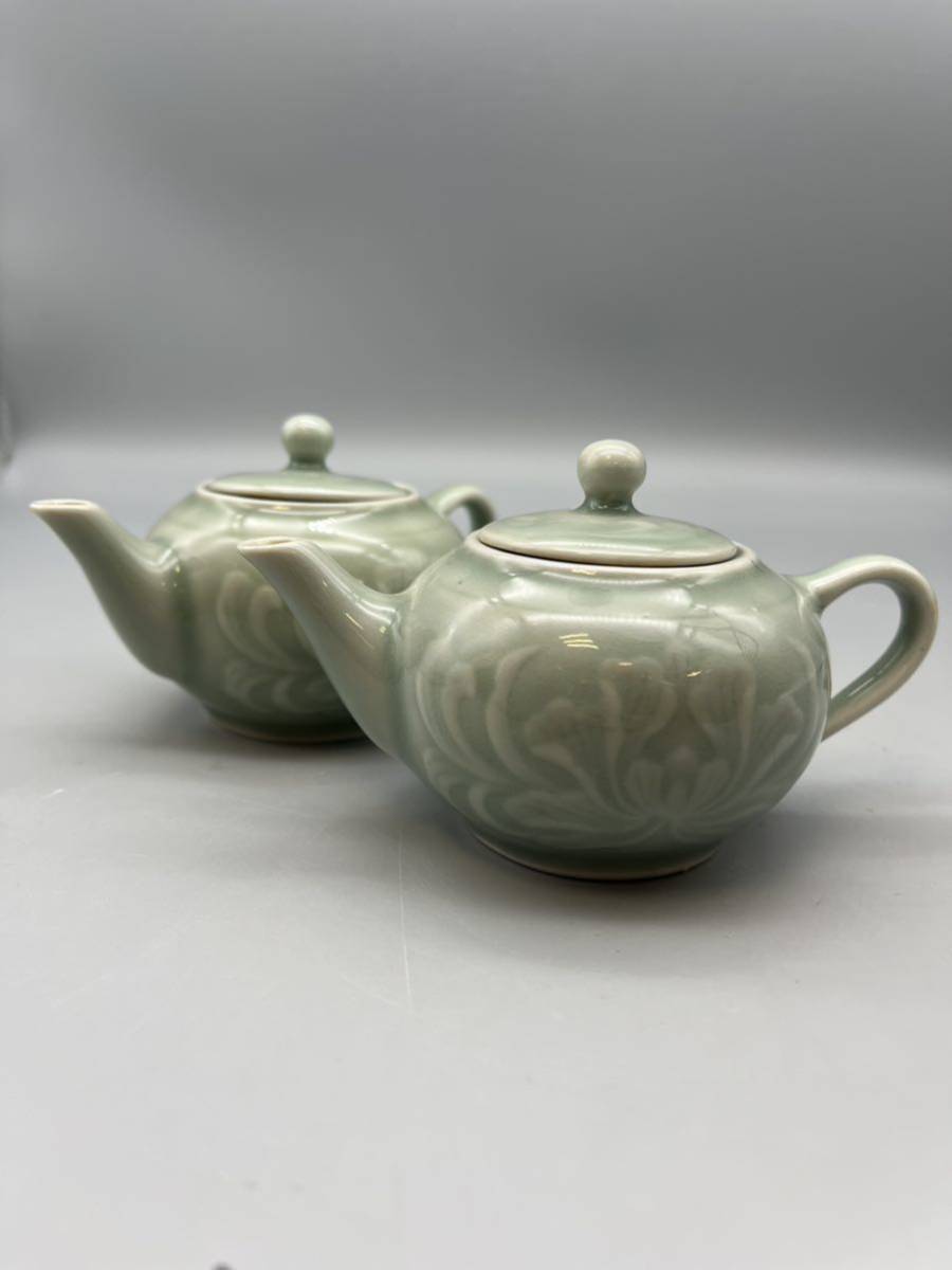 茶道具高麗時代青磁象嵌『草花文』 葵口瓜形瓶小ぶり花入華道具☆時代物☆-