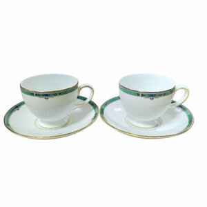 ◆中古品◆ WEDGWOOD ウェッジウッド JADE ジェイド Bone China ボーンチャイナ カップ＆ソーサー 2客セット kyP1596N