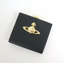 ★【VivienneWestwood】ヴィヴィアンウエストウッド 折り畳み財布 ブラック レザー/コンパクト財布/二つ折り財布/aj1385_画像1