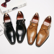 ビジネスシューズ 新品 メンズ レザーシューズ 牛革 モンクストラップ 紳士靴 5cmシークレット 本革 フォーマル 革靴 二色 ブラウン 25.0cm_画像7