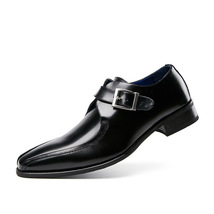 ビジネスシューズ 新品 メンズ レザーシューズ 牛革 モンクストラップ 紳士靴 5cmシークレット 本革 フォーマル 革靴 二色 ブラウン 25.0cm_画像6