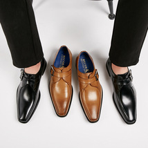 ビジネスシューズ 新品 メンズ レザーシューズ 牛革 モンクストラップ 紳士靴 5cmシークレット 本革 フォーマル 革靴 二色 ブラウン 25.0cm_画像3