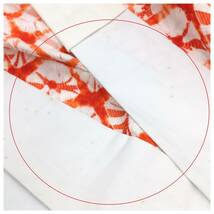 長襦袢　正絹　単衣仕立て　総絞り　クリーム　橙　身丈133_画像7