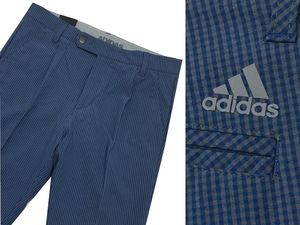 US Adidas [36X34 w95cm длина ног 82] стрейч легкий Golf брюки / one tuck / серебристый жевательная резинка проверка / синий / цвет размер иметь / прямой импорт / обычная цена 90 доллар * бесплатная доставка 