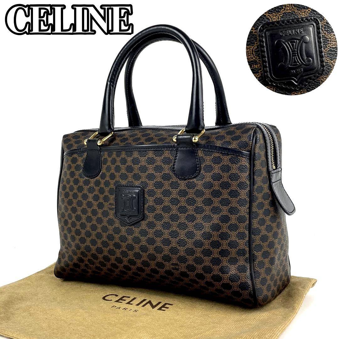 セリーヌ CELINE マカダム ボストンバッグ PVC ブラック 黒 ボストン