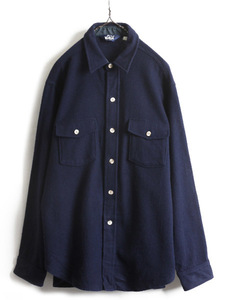 80s USA製 ■ ウールリッチ ウール CPO シャツ ( メンズ L ) 80年代 ビンテージ Woolrich 長袖シャツ ジャケット ヘビーウェイト 無地 濃紺