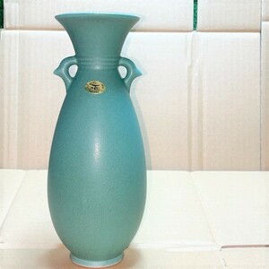 花瓶　花器　陶磁器　青胴耳付き　花入れ　華道具　インテリア　高さ約23㎝　未使用長期保管品