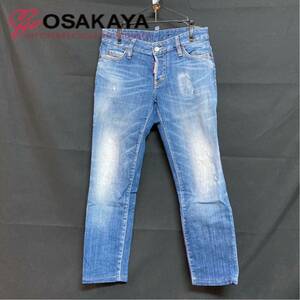  б/у хороший товар DSQUARED2 Islay b Denim повреждение обработка S75LB0323 женский 36 индиго голубой красный Dsquared джинсы 