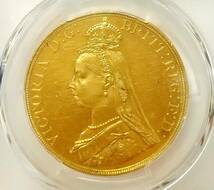 TOP2 4枚のみ 1887年 イギリス ビクトリア女王 ヴィクトリア ジュビリーヘッド 5ポンド 5ソブリン 金貨 PCGS MS62 PL プルーフライク_画像3