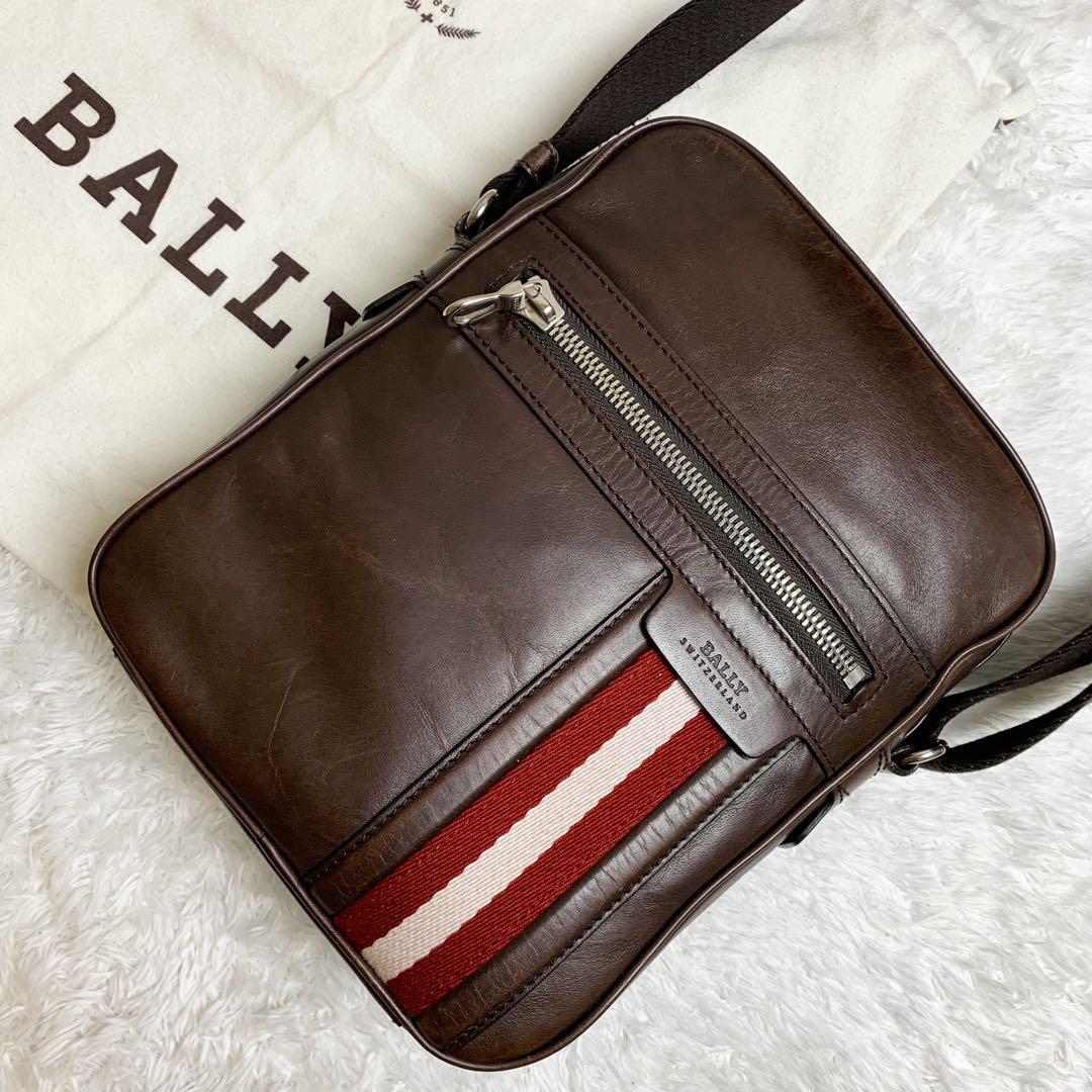 美品✨ BALLY ショルダーバッグ メンズ レザー ダークブラウン