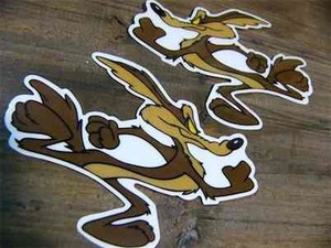 Wile E Coyote STICKERS コヨーテ　ロードランナー　ルーニーチューン　ワイリーコヨーテ２Ｐ アメリカン雑貨 アメ雑