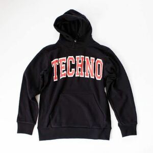 【着るテクノ】is-ness スウェット パーカー dm printed hoodie TECHNO M カレッジプリント イズネス wism