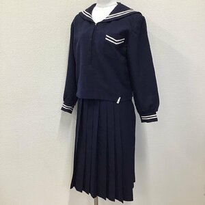 O505 (中古) 四国方面 校名不明 セーラー服 上下 2点セット /M/W64/白2本ライン/セーラー/スカート/紺/中学校/高校/制服/学生服/女子学生