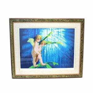 Art hand Auction Angel in the Forest by Ito Yanai, painting, portrait, lithograph (stone print), frame included, shipping 880 yen, Artwork, Prints, Lithography, Lithograph