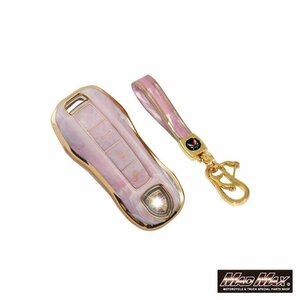  car supplies Porsche marble style TYPE B TPU smart key case pink / Panamera Cayenne Macan 911 Carrera [ mail service postage 200 jpy ]