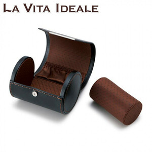 [ immediate payment ] tea . industry LA VITA IDEALE(la Vita i der -re) necktie & watch case 240-573BK necktie clock business trip storage fake leather 