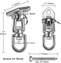 WAREMAID ステンレス スチール 360度回転式 ブランコ ハンモック 吊り下げ 金具 天井、ブランコ フック、ハンモック _画像6