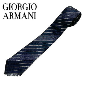 ◆送料185円◆展示品 未使用 ジョルジオ アルマーニ【イタリア製】ストライプ柄 ウールネクタイ ウール100％■GIORGIO ARMANI アルマーニ