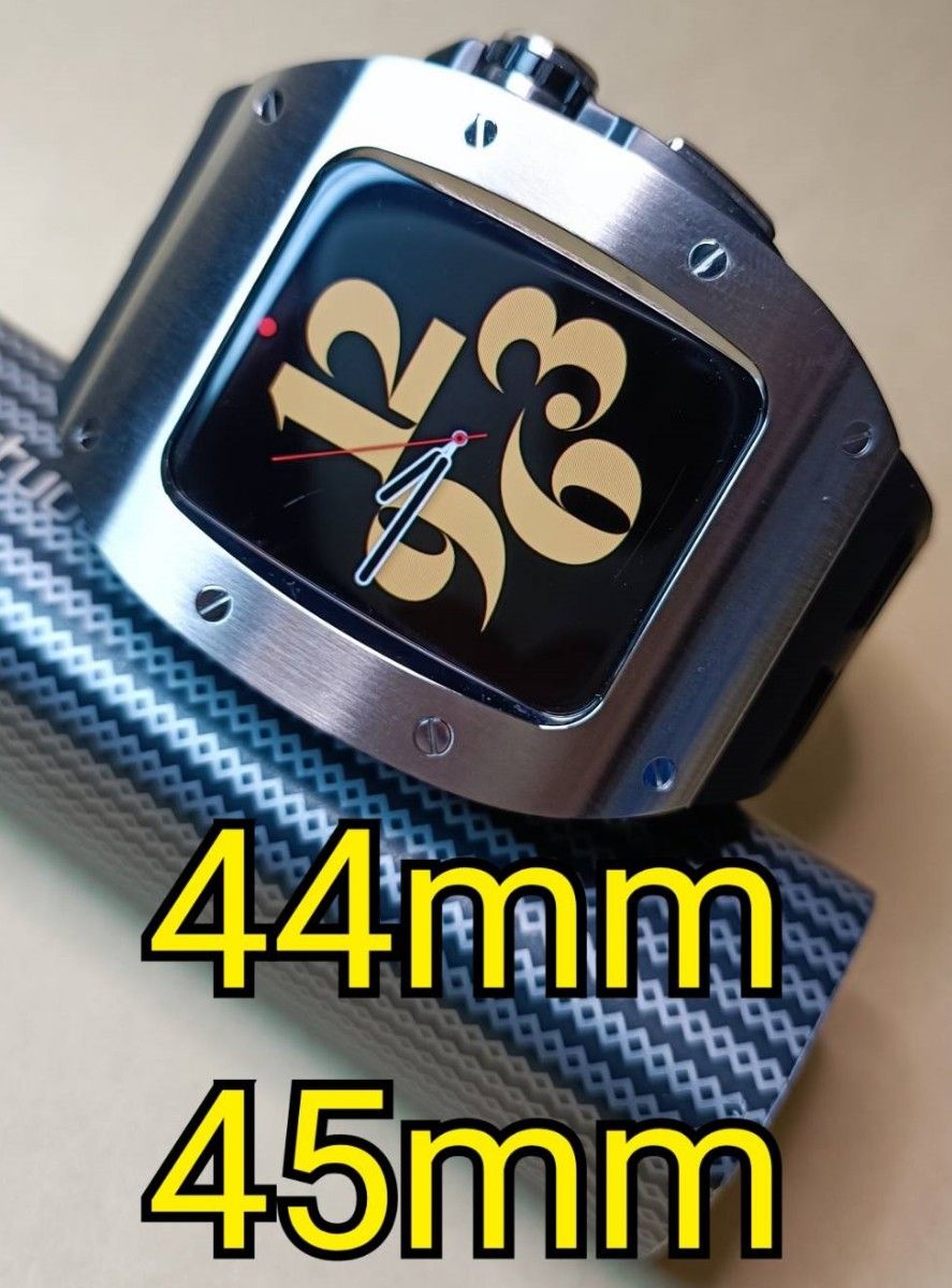 42mm 44mm 45mm 銀色-ダイヤ apple watch ステンレス カスタム 金属