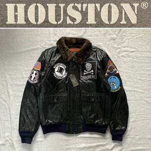 SALE HOUSTON ヒューストン レザージャケット フライトジャケット G-1PATCH CUSTUM 01 BLACK Lサイズ 定価59400円 A50213-2