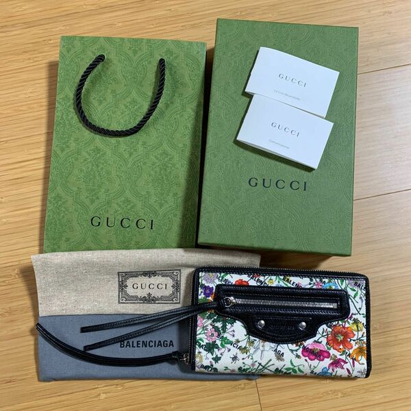 GUCCI バレンシアガ　花柄　長財布　