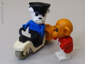 80sビンテージ LEGO Fabuland 3789 白バイ「ブルドッグのクラーク/警察」＋「猿のガブリエル」付き ファビュランド レゴ
