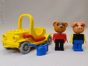 80sビンテージ LEGO Fabuland 3626 レア「アライグマのロジャーのスポーツカー」＋「豚のヒューゴ」付き ファビュランド レゴ