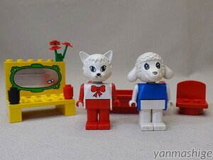 80sビンテージ LEGO Fabuland 3792 ベッドルーム女子会「ひつじのリサ/青シャツ」「ネコのキャサリン/赤リボン」付き ファビュランド レゴ