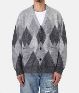 DAIRIKU Argyle Mohair Knit Cardigan large lik acrylic fiber mo hair knitted cardigan 2022AW new goods unused Cart *ko bar nniru burner 