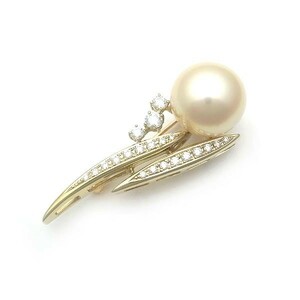 [ green shop pawnshop ] rice field cape (tasaki*TASAKI) south . pearl * diamond brooch 14.3mm[ used ]