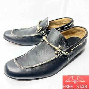  быстрое решение *FERCUS*43 Италия производства 26.5cm bit Loafer черный чёрный натуральная кожа натуральная кожа deck shoes 