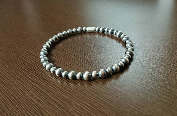 新品*ナバホパール 5㎜×4㎜ mix silver925ブレスレット 18M パイプビーズ インディアン ナバホ