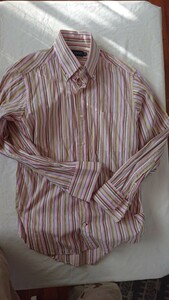 ダニエルクレミュ　シャツ　長袖　美品　　イタリア　フランス　M　縦縞　B ボタンダウンシャツ