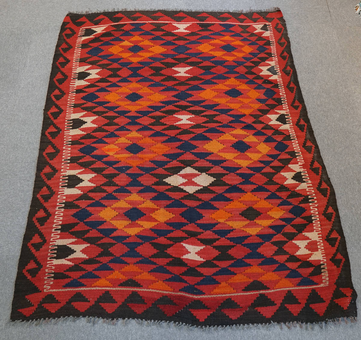 195×154cm アフガニスタンマイマナキリム 手織り絨毯 ペルシャ絨毯-