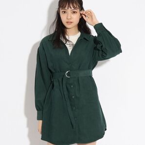 (新品)ピンクラテ 【2WAY/ニコラ掲載商品】コーデュロイシャツワンピース+ロンT セット 140