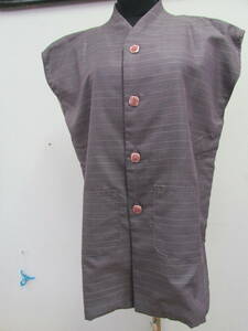 マダムルネッサンス　着物リメイク服　プルオーバー　裏地も綺麗です　紫地　細かな格子柄　(a472)