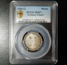 1904年　ドイツ１マルク　PCGS　MS67＋_画像3