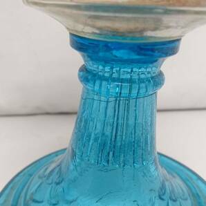 【アンティーク】ガラス製 オイルランプ/高さ約42cm/青色ガラス/オブジェ/ヴィンテージ/昭和レトロ/インテリア/コレクション/RHG28の画像8