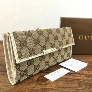 ☆送料無料☆ 極美品 GUCCI 長財布 112715 GGキャンバス ホワイト 箱付き 150